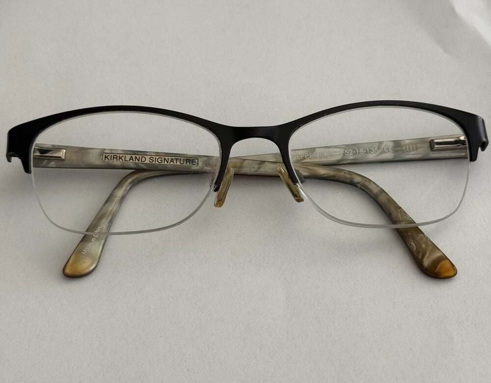 Kirkland Signature Pepper Black Semi-Rimless Eyeglasses Frames 52-18-135